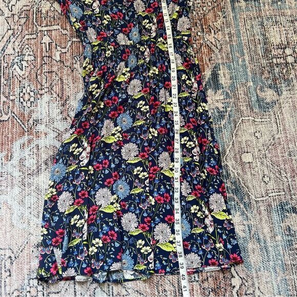 Talbots NWT Floral Short Sleeve Midi Dress Blue Pink Lightweight Summer Dress XS - Picture 6 of 9